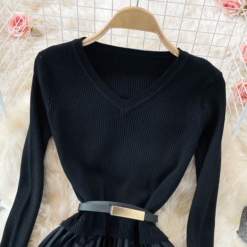 Lovely knitted gradient stitching dress  164
