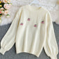 Cute round neck long sleeve sweater cherry sweater  101
