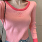 Cute round neck tops long sleeve sweater  122
