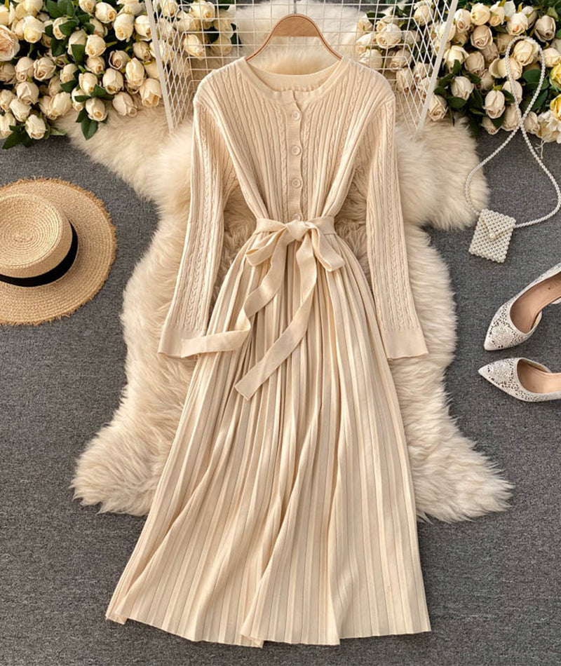 Simple long sleeve knitted dress sweater dress  186