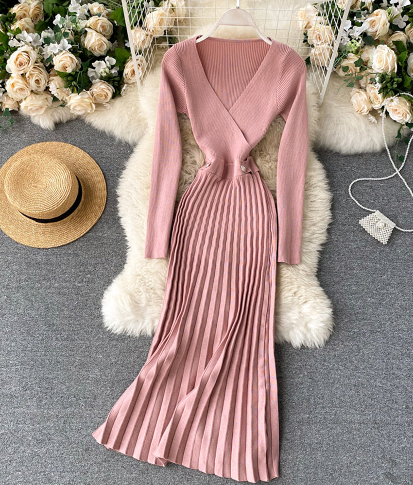 Stylish v neck sweater dress  172