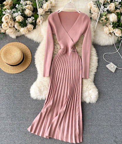 Stylish v neck sweater dress  172