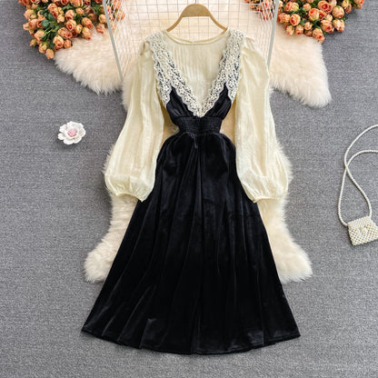 Niedliches zweiteiliges Kleid aus Spitze, Modekleid 403