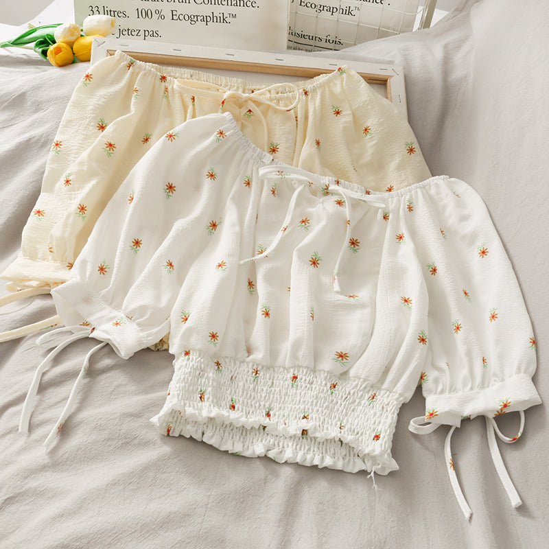 Cute floral pattern top crop tops  294