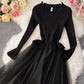 Lovely A line knitted tulle patchwork dress 194