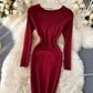 V neck knitted sweater dress  196
