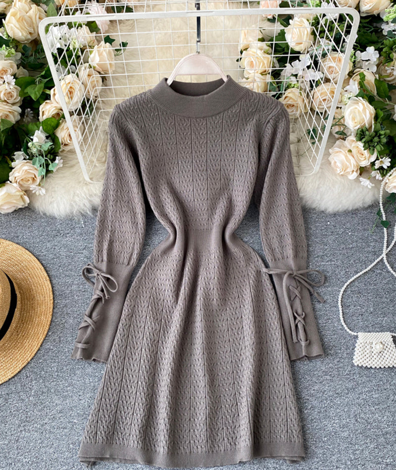 Knitted long sleeve dress sweater dress  193
