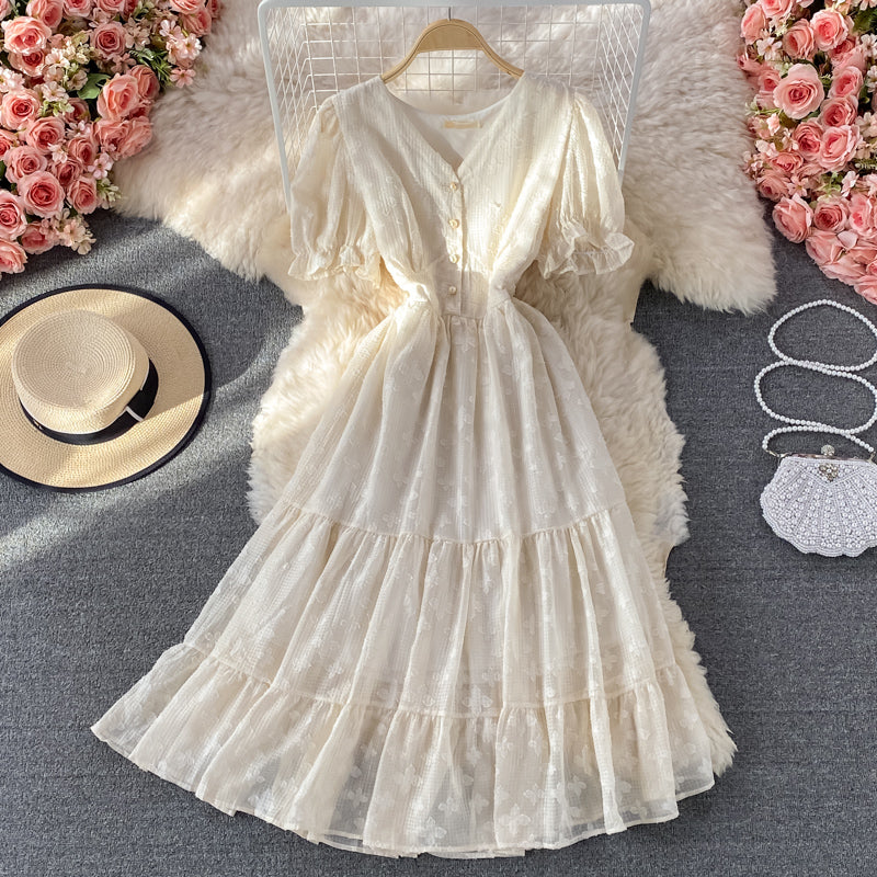 Cute v neck short dress A line fashion dress  396