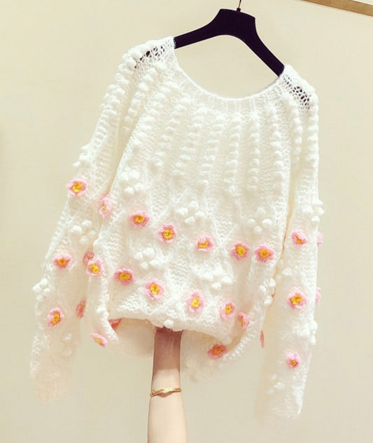 Pull à manches longues à jolies fleurs 119