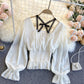 Cute chiffon long sleeve tops  317