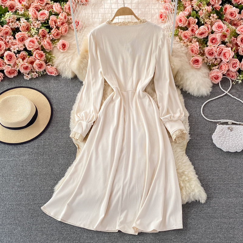 Cute A line long sleeve dress fashion dress  446