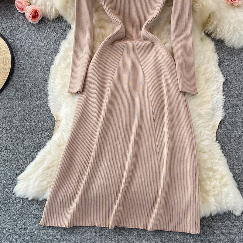 Simple long sleeve sweater dress  166