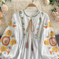 Stylish embroidered puff sleeve top  383