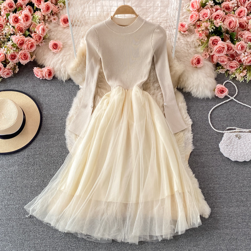 Cute long-sleeved knitted long-sleeved dress  167