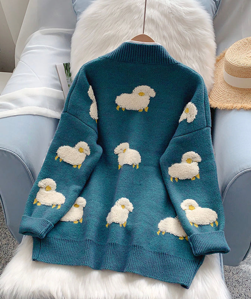 Cute sheep pattern sweater long sleeve sweater sweater coat spring and autumn clothing  156