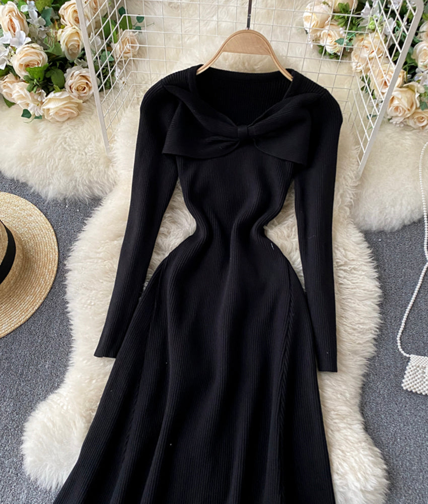 Cute A line long sleeve sweater dress  176