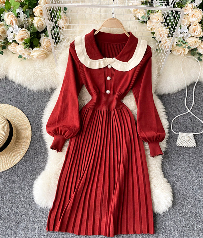 Cute long sleeve lapel sweater  174