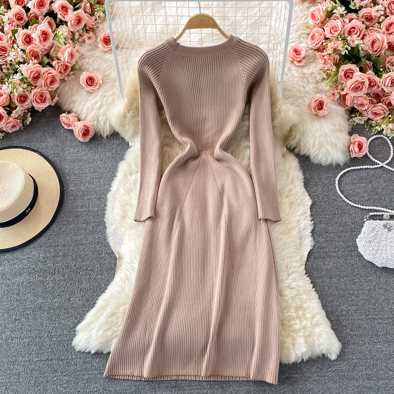 Simple long sleeve sweater dress  166