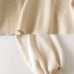Einfacher Langarm-Pullover mit V-Ausschnitt 144
