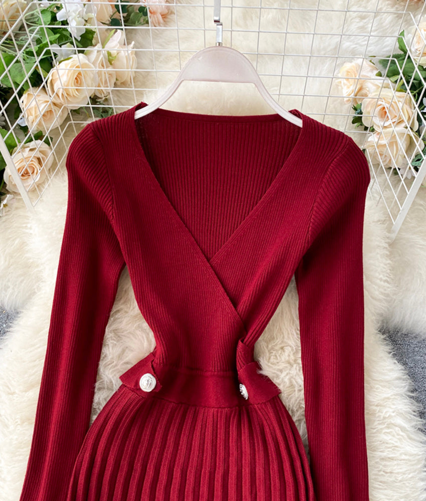 Stylish v neck sweater dress  172