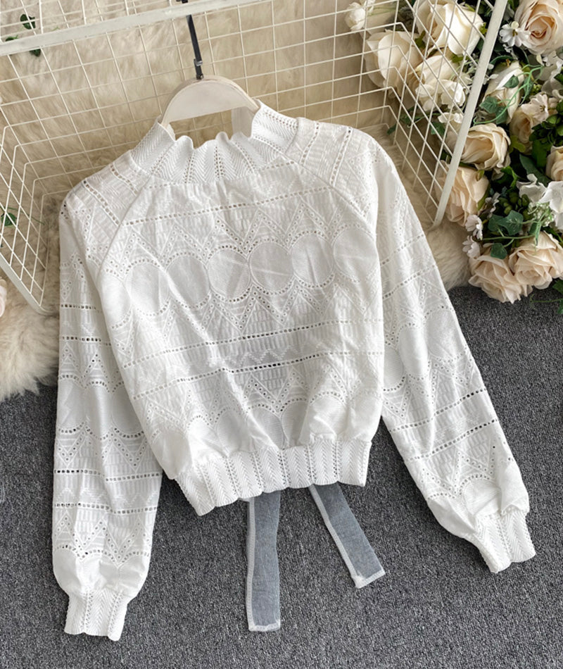 Cute white hollow top  375