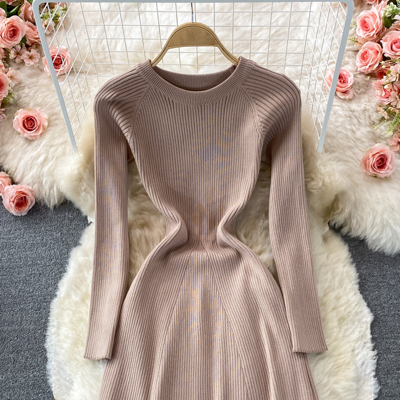Simple long sleeve sweater dress  166