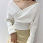Sexy off-shoulder long-sleeved sweater white sweater  116