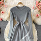 Cute long-sleeved knitted long-sleeved dress  168