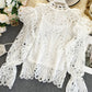 Retro hollow lace tops  374
