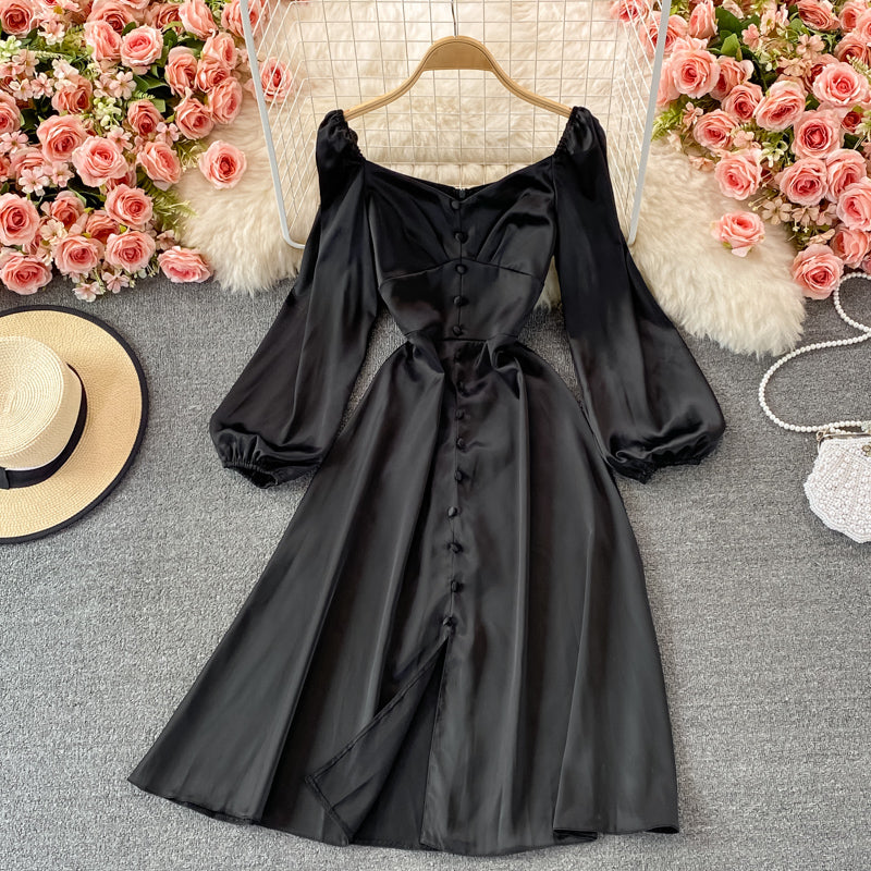 Süßes langärmliges A-Linien-Modekleid 432