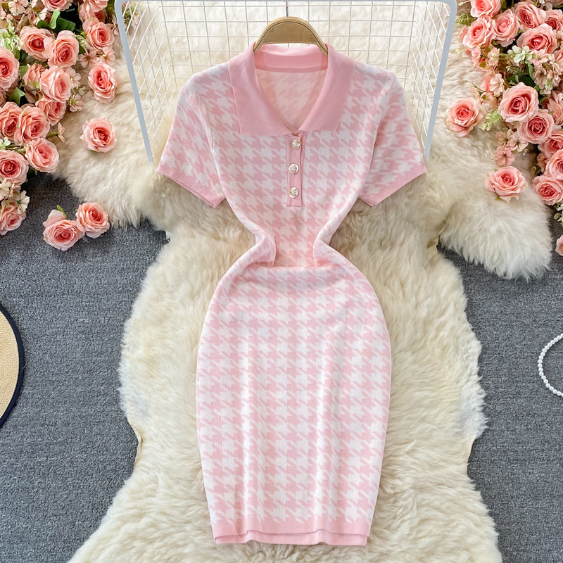 Süßes Hahnentritt-Strickkleid 397