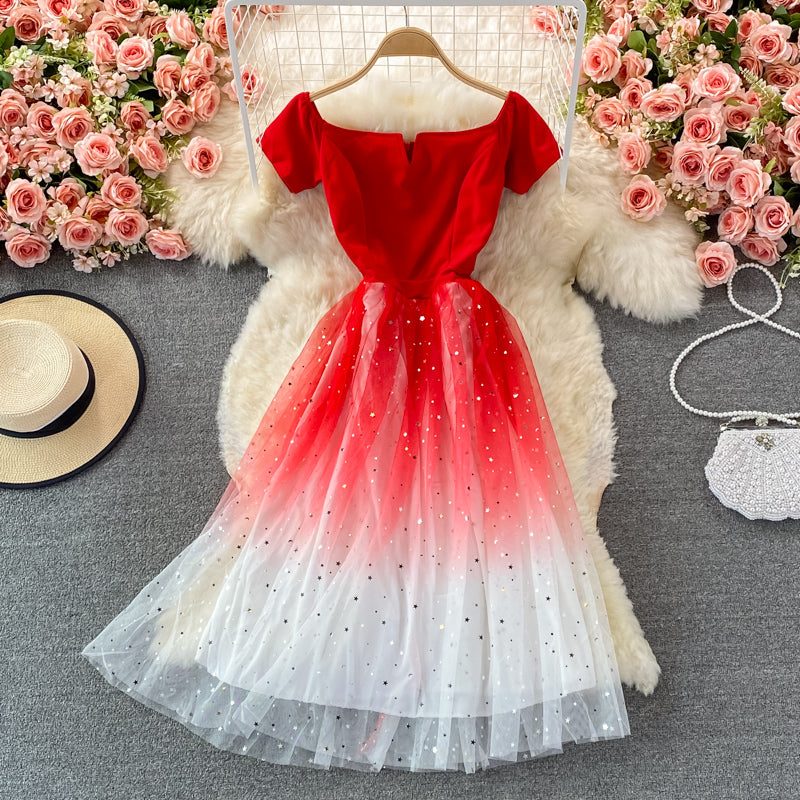 Cute A line tulle short dress fashion dress  450