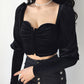 Black velvet long sleeve tops  386