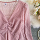 Cute v neck long sleeve crop tops  311