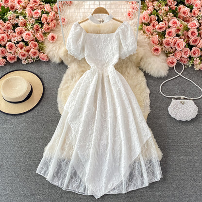 Weiß A-Linie unregelmäßiges Kleid Modekleid 445