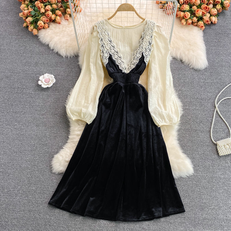 Niedliches zweiteiliges Kleid aus Spitze, Modekleid 403