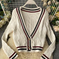 Neuer Stil V-Ausschnitt lockerer Pullover Langarm Pullover Pullover Mantel Frühlings- und Herbstkleidung 158