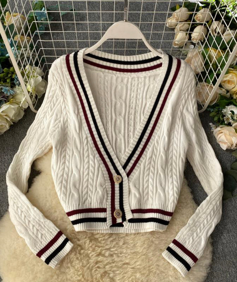 Neuer Stil V-Ausschnitt lockerer Pullover Langarm Pullover Pullover Mantel Frühlings- und Herbstkleidung 158