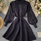 A line long sleeve lace sweater dress  198