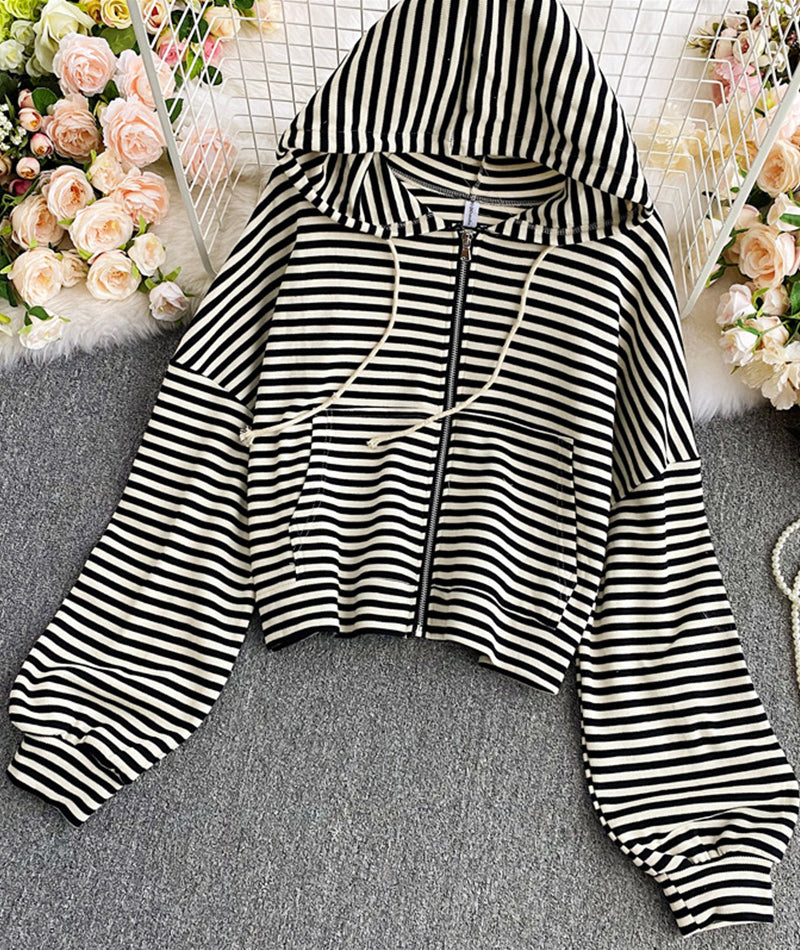 Einfacher gestreifter Hoodie 238