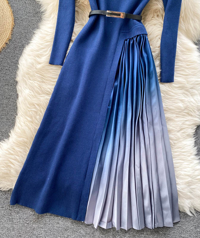 Uniquely designed knitted stitching dress  199