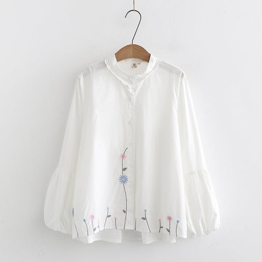 Belle chemise à manches longues brodée 287
