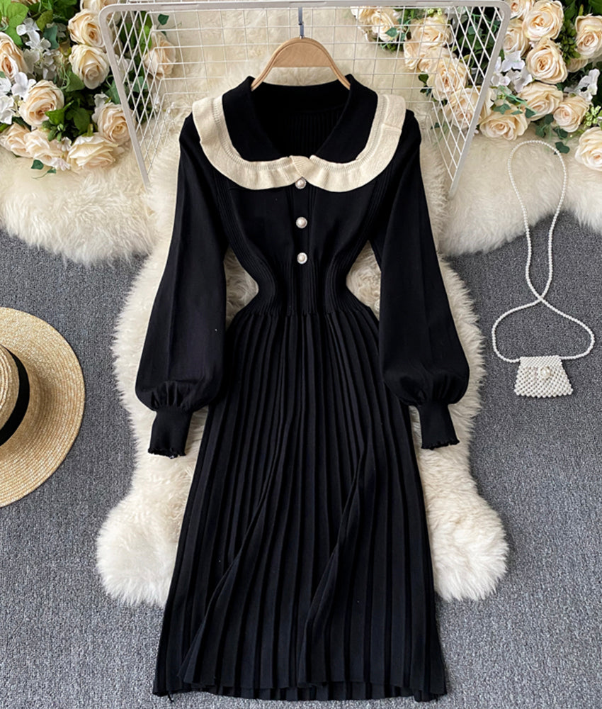 Cute long sleeve lapel sweater  174