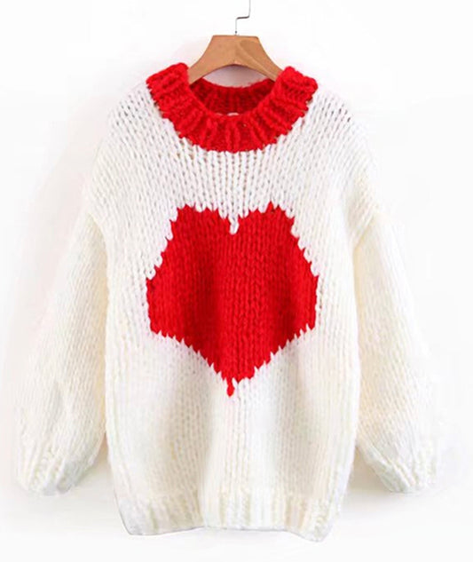 Joli pull tricoté à la main en forme de cœur 111