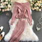 Modisches Langarm-Pullover mit V-Ausschnitt Pullover-Set 207