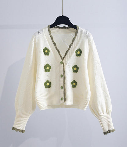 Schöner Blumen-Cardigan mit langen Ärmeln 140