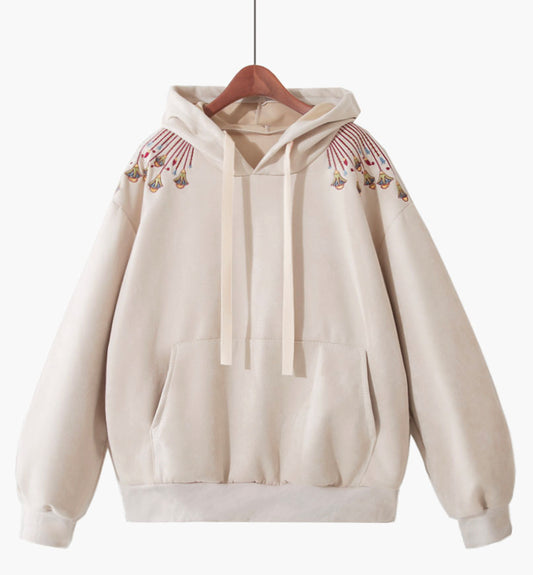 Sweat à capuche mignon avec fleurs brodées 236