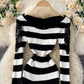 Sexy long sleeve knitted sweater lace panel sweater  191