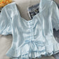 Simple drawstring short sleeve crop top  292