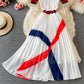 Stylish A line knitted patchwork dress  161